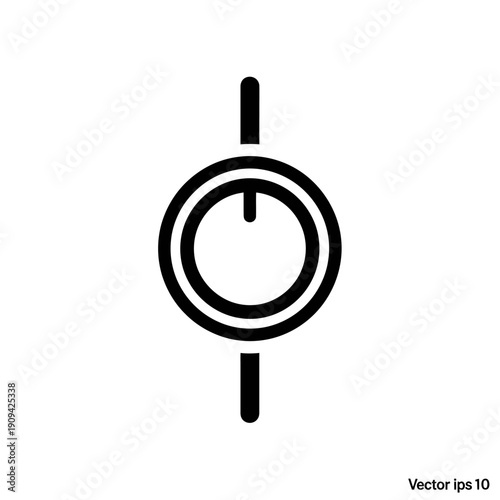 A minimalist power button icon, composed of a circle with vertical line passing through