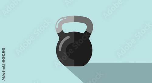 Black Kettlebell on Light Background.
