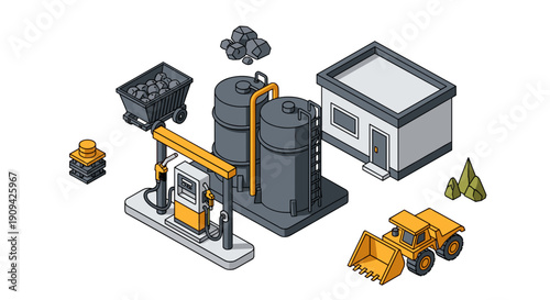 Biodiesel Production Facility Illustration Components.