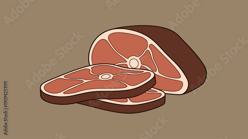 A cartoon illustration of cut steaks. Several cuts are together, different sizes, shades of brown