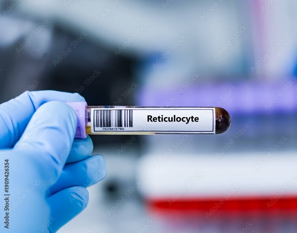 Naklejka premium Blood sample tube for sickle reticulocyte test analysis.