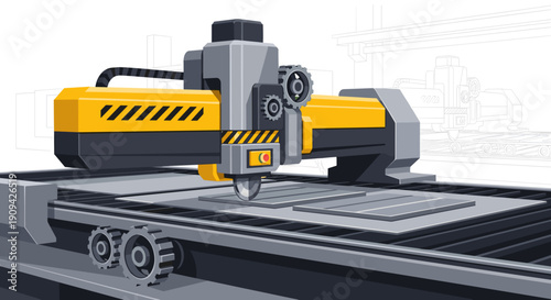 Industrial Water Jet Cutting Machine Closeup.
