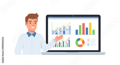 Man Analyzing Data on Laptop Screen 1.
