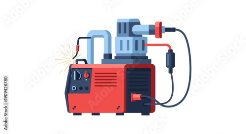Red Industrial Vacuum Pump Machine Equipment.