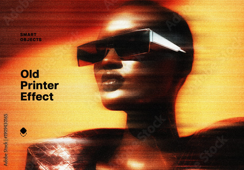 Old Printer Photo Effect Mockup