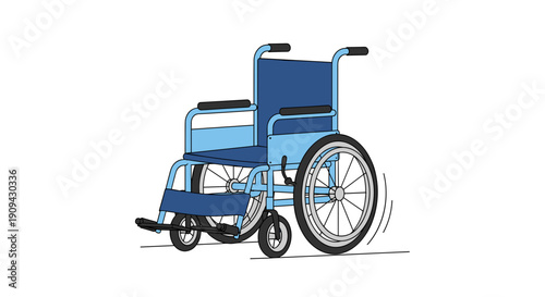 Blue Wheelchair with Large Rear Wheels.