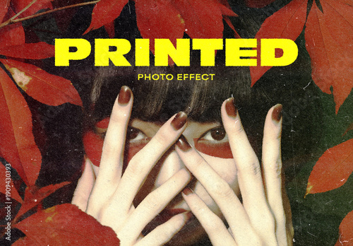 Grunge Printed Photo Effect Mockup