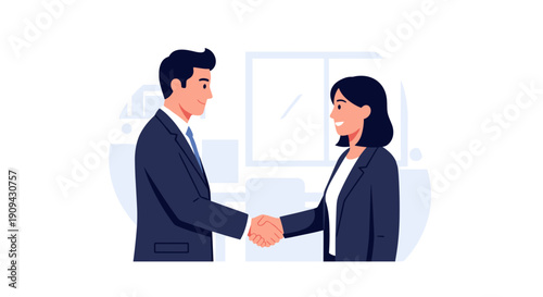 Man and Woman Shaking Hands Illustration 1.