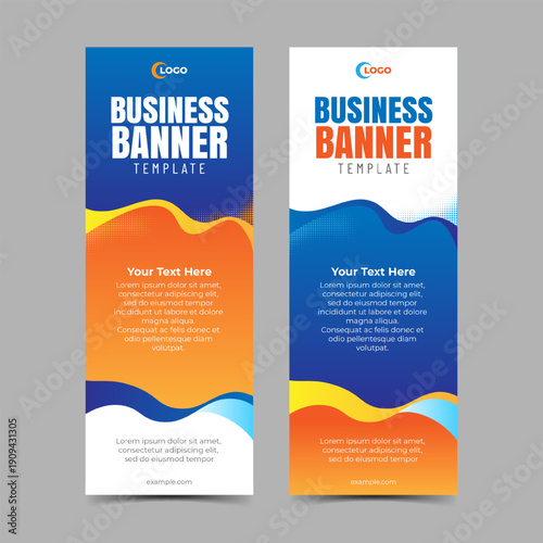 Business vertical banner template with creative wave