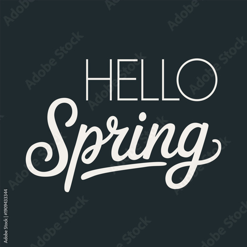 Stylish spring lettering with handwritten script on dark background. Clean and elegant typography for banners, posters, social media and seasonal design.