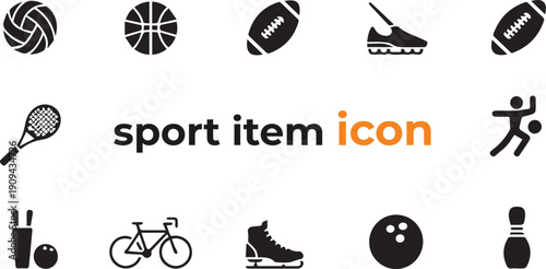 Collection of professional football, baseball, and gym equipment icons.