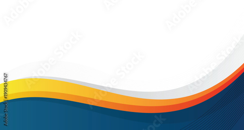 Abstract background with white blank text space and dark blue orange flowing wave. Banner, presentation purpose for company, brand, business presentation and banner