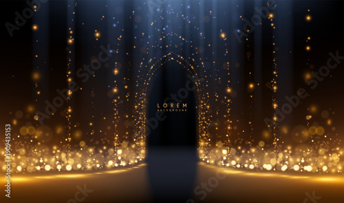 Golden light sparks arch background