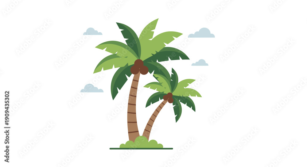 Obraz premium Two Palm Trees Standing on Island.
