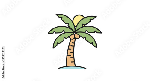 Cartoon Palm Tree with Coconuts Illustration.