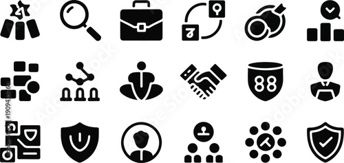  Business Management and Corporate Ethics glyph icon set.