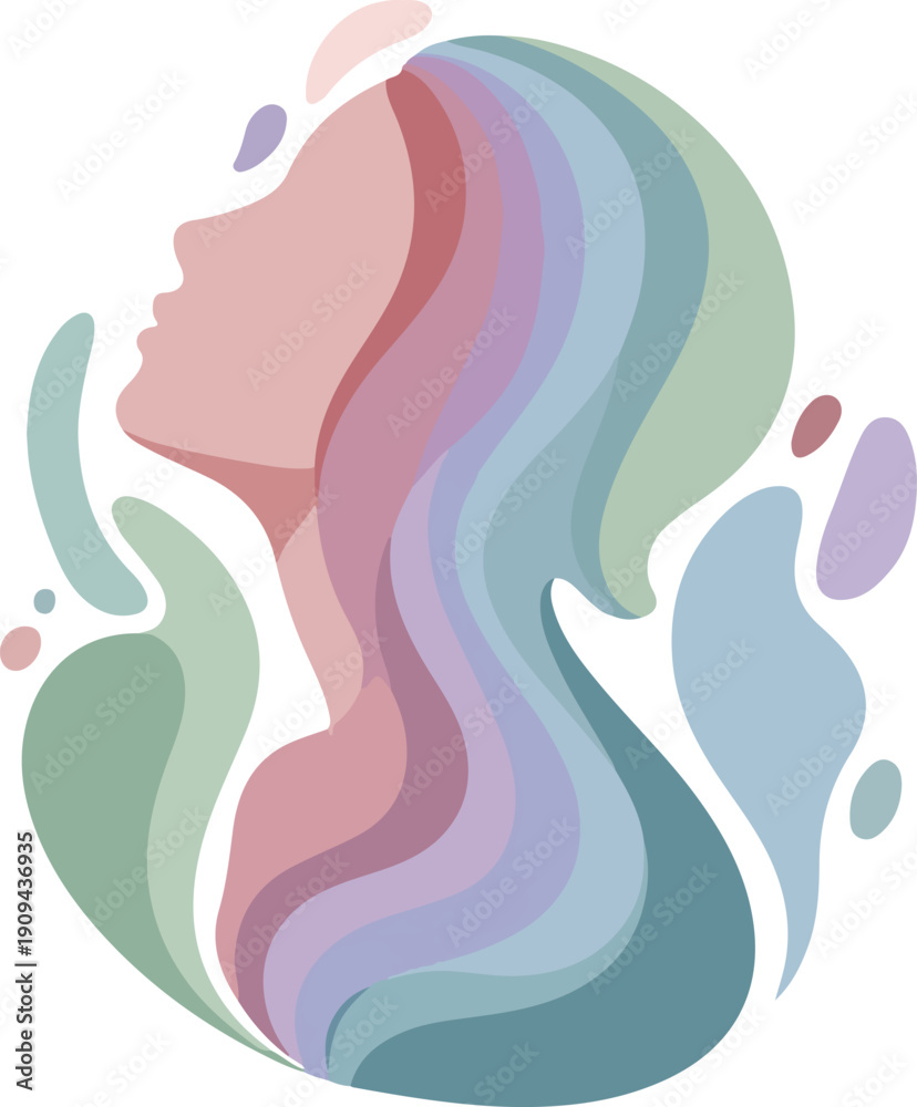 Obraz premium Mental Health Awareness Concept with Woman Silhouette and People Practicing Yoga Meditation for Mindfulness Wellness and Emotional Balance