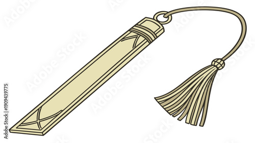 A minimalist vector illustration of a bookmark with a tassel