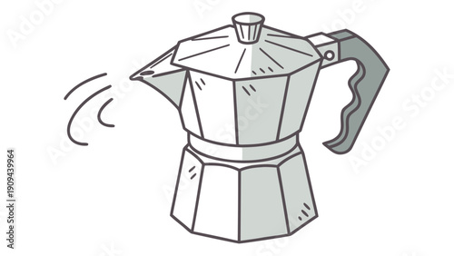 A minimalist vector illustration of a steam pouring coffee maker