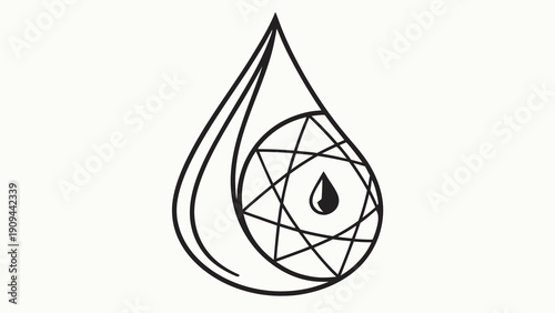 Sacred geometry symbol with a teardrop shape and all-seeing eye.