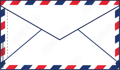 Vintage Red Blue Airmail Envelope Flat Vector