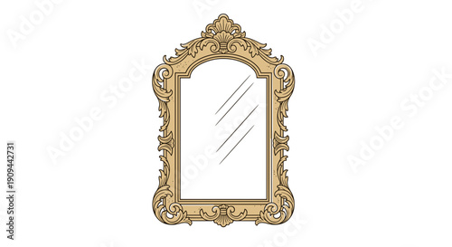 Ornate Gold Framed Antique Style Mirror.