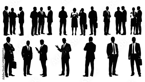 business people silhouettes, professional team, corporate group