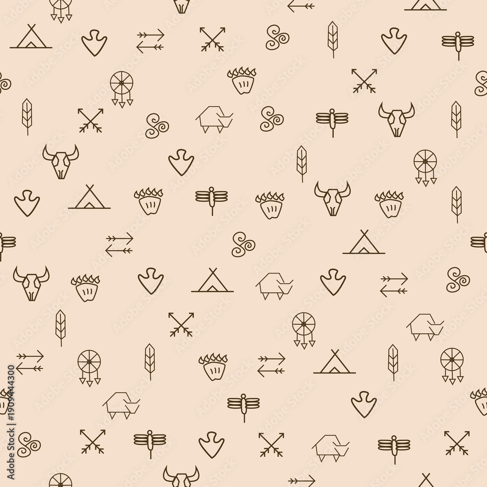 Naklejka premium Western Symbol Seamless Pattern