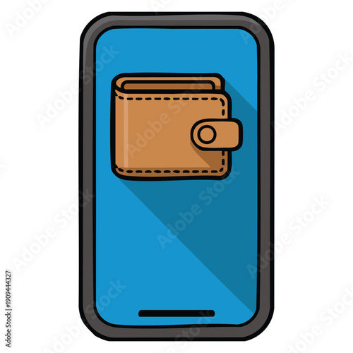 Smartphone wallet icon flat vector representing smart online payment smart screen digital finance mobile banking and cashless transaction technology concept