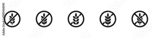 Set of Gluten free label vector icons set. No wheat symbols templates design for gluten free food package or dietetic product nutrition sign. Vector Illustration. Vector Graphic. EPS 10