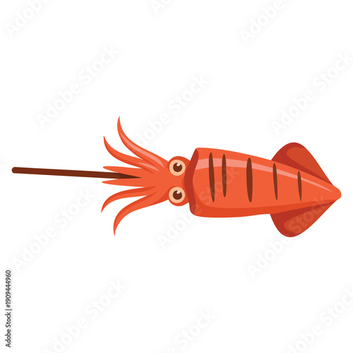 Squid satay grill food illustration ideal for street food concept seafood cooking visuals and traditional cuisine themed design projects