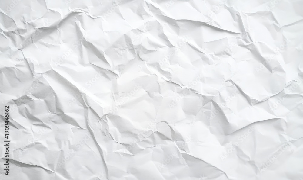 Fototapeta premium Textured and Crumpled White Paper Background for Creative Design and Artistic Projects Featuring Wrinkles and Pleats in the Surface
