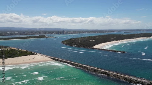 Aerial drone video of the spit, Gold Coast