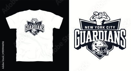 New York City Guardians American football team logo t-shirt design print