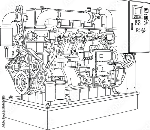 Diesel generator engine with control panel diesel engine industrial machinery