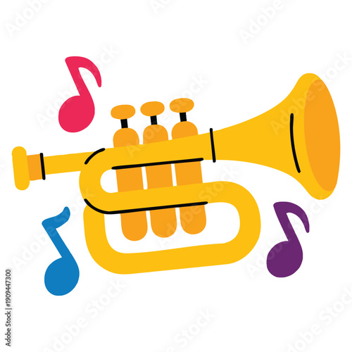 Music instrument icon flat design cornet vector illustration suitable for orchestra jazz band performance education and musical themed graphic design projects