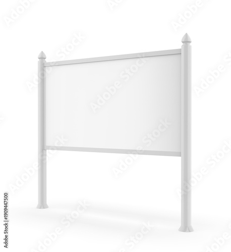 Wallpaper Mural Blank horizontal outdoor signboard mounted between two classic posts with decorative finials. The clean white panel provides ample copy space for real estate listings, property signs, business adverti Torontodigital.ca