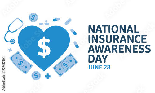 National Insurance Awareness Day June 28 vector illustration ideal for financial protection posters banners cards social media posts and insurance background design