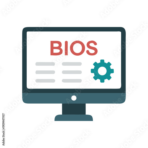 Vector computer monitor icon with BIOS