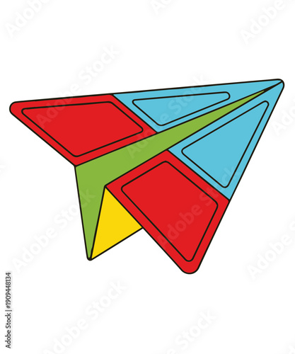 3d graphic of a creative business shaped plane  icon on a paper