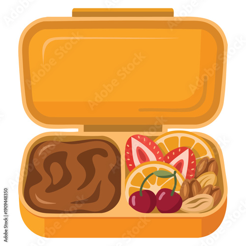 Open lunchbox vector icon illustrated in cartoon style isolated on white background perfect for web design food education kids meal and nutrition visuals