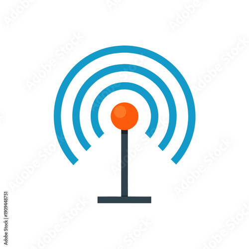 Illustration of a wifi signal transmission on transparent background