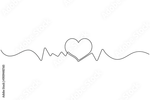 Continuous one line drawing of double and triple hearts on white background
