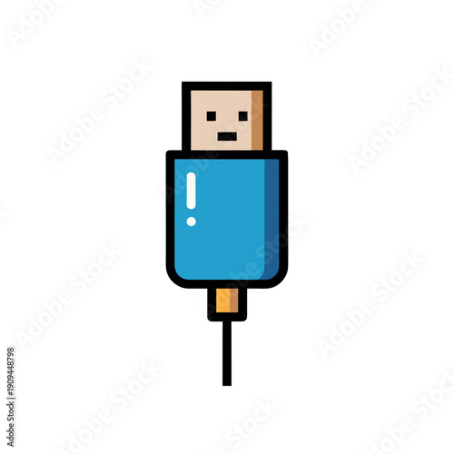 Illustration of a usb type a connector icon on transparent background