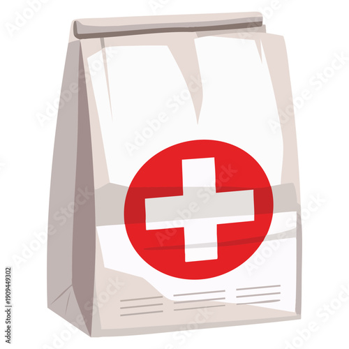 Pharmacy prescription bag vector isolated illustration suitable for healthcare medicine drugstore medical service and pharmacy themed graphics