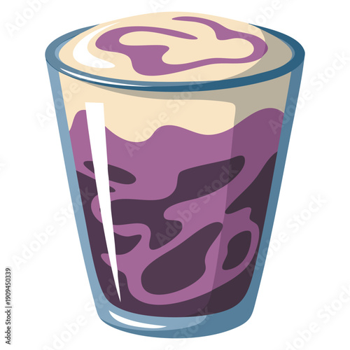 Purple dessert beverage iced ube latte purple yam coffee illustration suitable for cafe menu packaging drink branding and modern food themed artwork