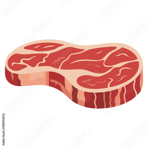 Raw steak meat vector isolated illustration designed for butcher shop food ingredient protein cooking grill and culinary themed graphics