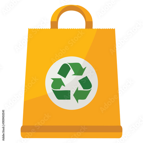 Recycle bag icon flat vector illustrating eco reusable bag canvas handbag sustainability shopping zero waste lifestyle and environmental responsibility concept