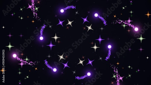 Abstract Cosmic Swirls and Stars Motion Background.