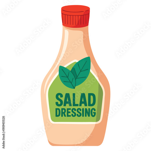 Salad dressing bottle isolated vector illustration designed for food packaging cooking ingredients kitchen branding and healthy meal themed creative artwork